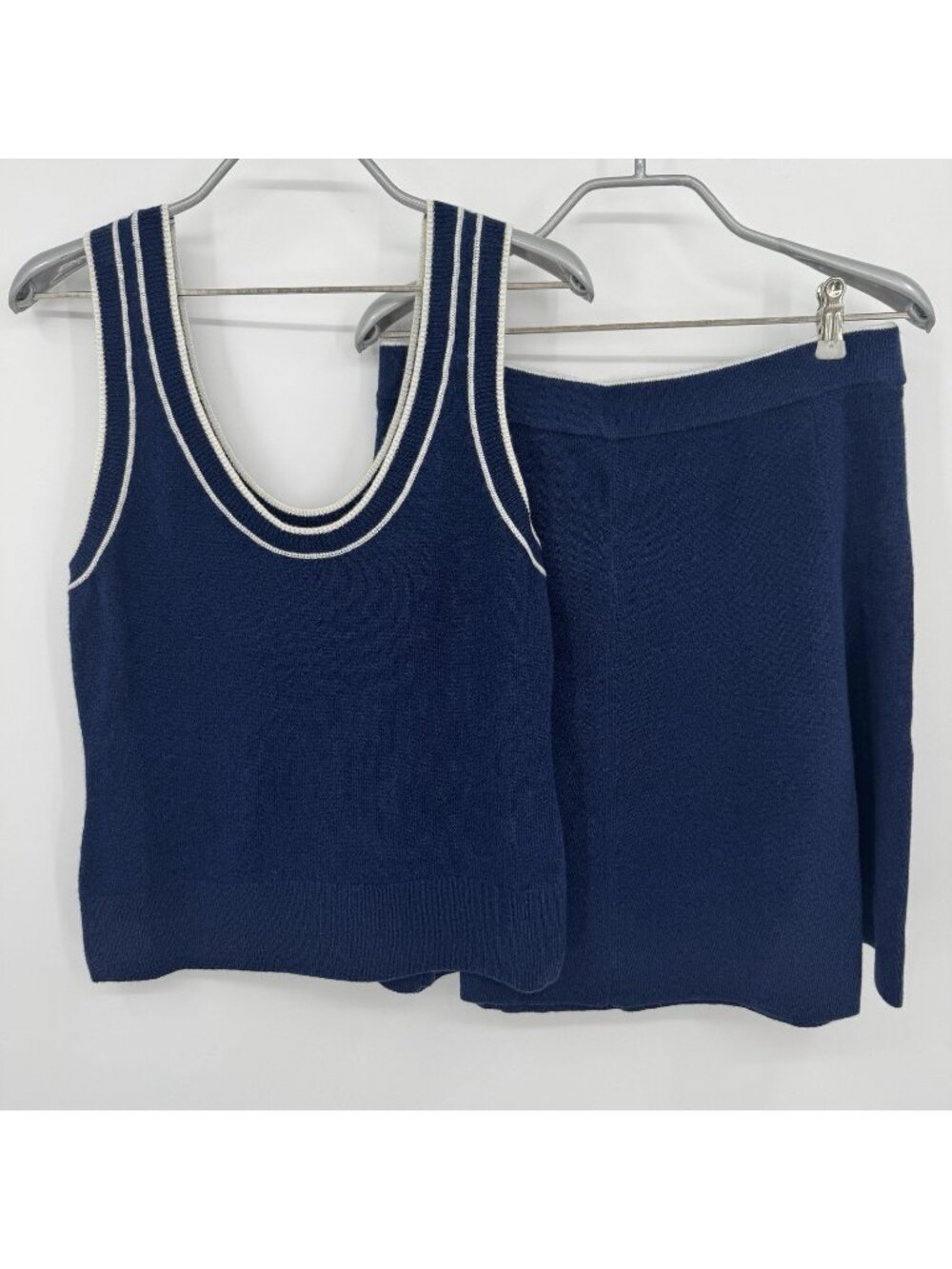 Kilte Collection Navy 100% Cashmere Knit Sweater Tank & Skirt Matching Set 1 S